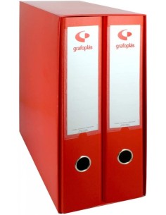 Modulo 2 archivadores fº 2 anillas palanca 65mm carton forrado en pp grafcolor rojo